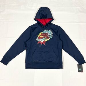 NWT Nike SB Skateboarding Kids Boys Medium 10-12 Yrs Hoodie Therma-Fit L/S Blue